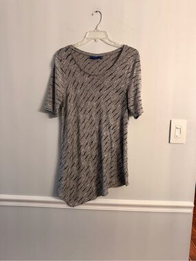 Apt. 9 Heather Gray Short-Sleeve Asymmetric Hem Dress